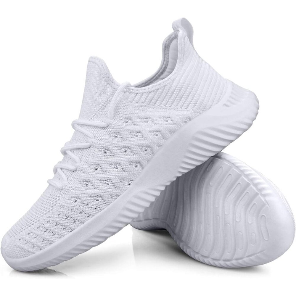 👑Men's Athletic Running Sneakers White Walking Sports Casual Lightweight Shoes - Picture 5 of 6
